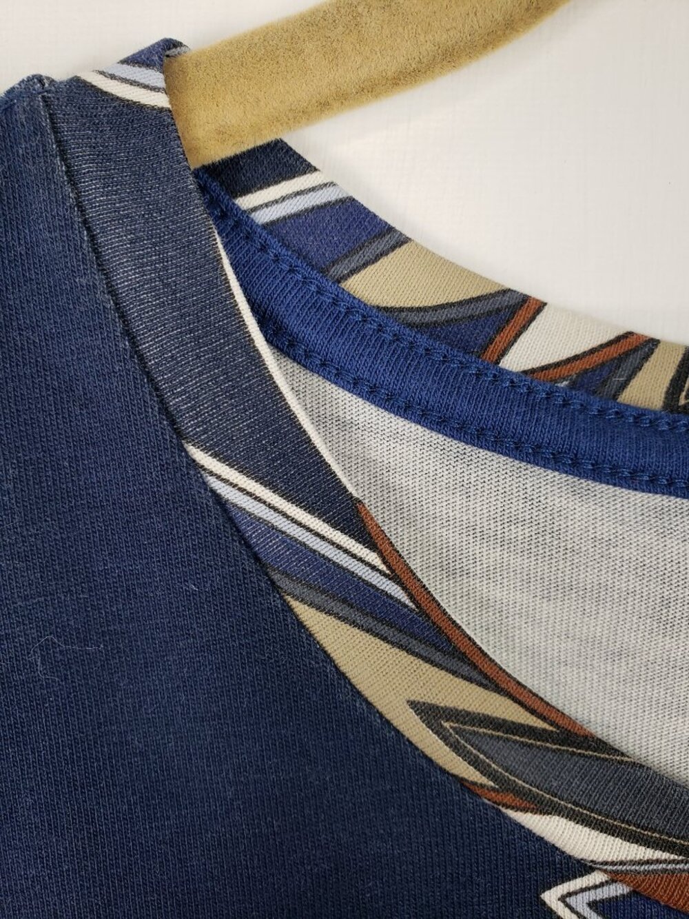 Tory Burch Libby Deco-Fan Graphic Tee Royal Navy Eden Cotton Womens Small - Picture 4 of 6